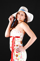 Image showing Pretty girl with white hat.