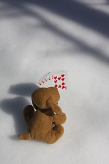 Image showing Dog playing poker