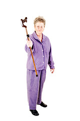 Image showing Senior woman with cane.