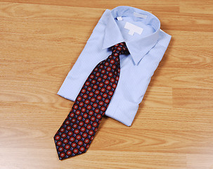 Image showing Blue dress shirt with tie.