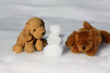 Image showing Making a snowman.