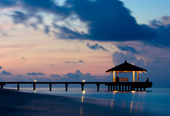 Image showing Tranquil Ocean in the twilight