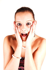 Image showing Young surprised woman.