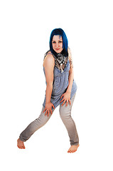 Image showing Blue hair girl standing.