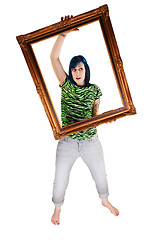 Image showing Girl with picture frame.