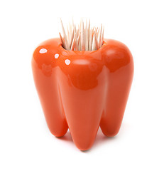 Image showing Ceramic orange stan for toothpicks