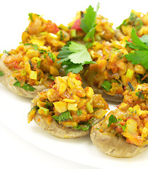 Image showing Mushrooms stuffed with vegetables