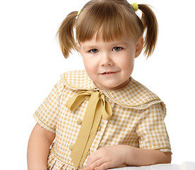 Image showing Portrait of a little girl, back to school