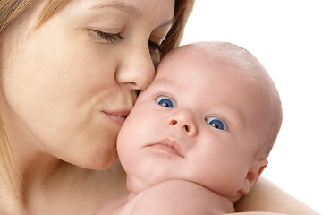 Image showing Cute newborn in mother's hands