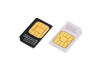 Image showing Two SIM cards for cellular phones isolated 