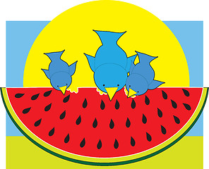 Image showing Watermelon Blue Birds