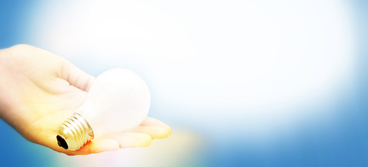 Image showing Background with lit lightbulb