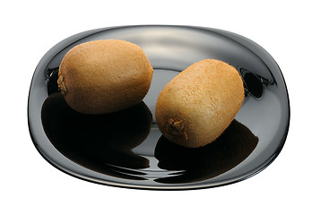 Image showing Kiwi on a black plate