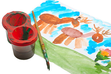 Image showing children's watercolor drawing.