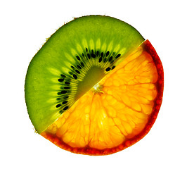 Image showing Sliced kiwi and mandarin