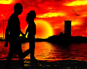 Image showing lovers at sunset