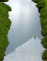 Image showing paddling up river
