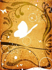 Image showing butterflies and floral frame on textured background