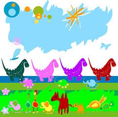 Image showing dinosaurs and other little animals