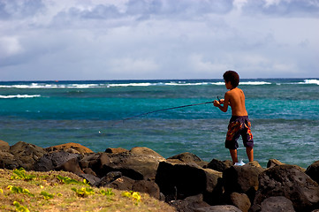 Image showing island child fishing