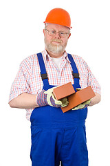 Image showing Bricklayer with hardhat