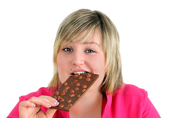 Image showing Eating chocolate