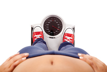 Image showing Measuring her weight