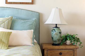 Image showing blue corduroy bedroom