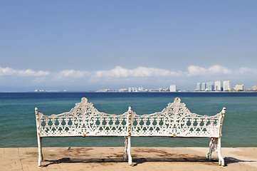 Image showing Bench on Malecon in Puerto Vallarta, Mexico
