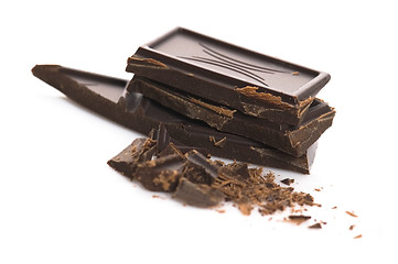 Image showing Chopped chocolate isolated on the white background