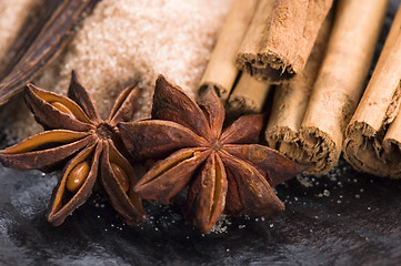 Image showing aromatic spices with brown sugar