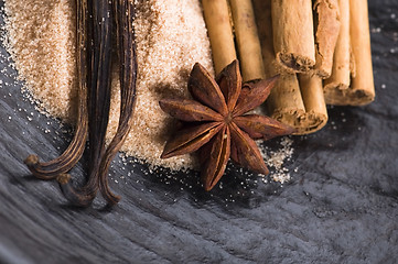 Image showing aromatic spices with brown sugar