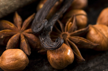 Image showing aromatic spices with brown sugar and nuts