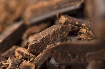 Image showing Pile of broken chocolate 