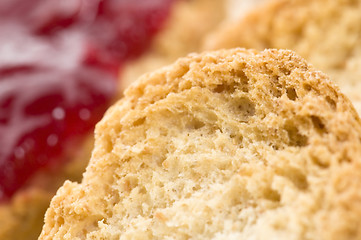 Image showing Breakfast of cherry jam on toast