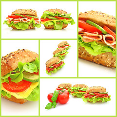 Image showing Collage of many different fresh sandwichs