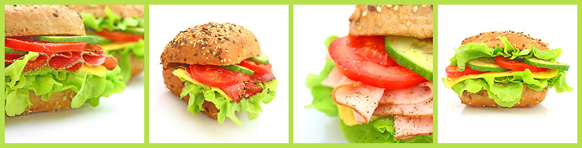 Image showing Collage of many different fresh sandwichs