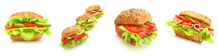 Image showing Collage of many different fresh sandwichs