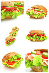 Image showing Collage of many different fresh sandwichs