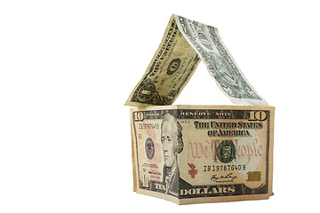 Image showing Dollars forming  a house