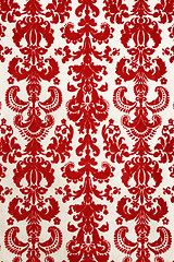 Image showing red flock wallpaper pattern