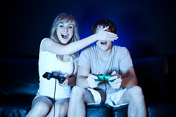 Image showing Couple playing video games