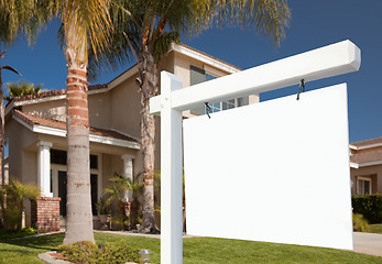 Image showing Blank Real Estate Sign and Home