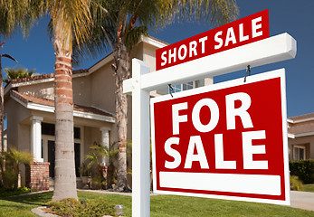 Image showing Short Sale Real Estate Sign and House - Right