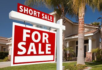 Image showing Short Sale Real Estate Sign and House - Left