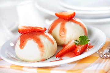 Image showing Dumplings with strawberry - knoedel