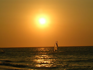 Image showing Windsurfing Sunset