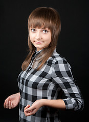 Image showing Beautiful girl in plaid shirt