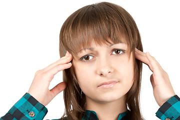 Image showing Portrait of the girl beside which pain head