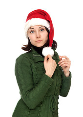 Image showing Girl in red cristmas hat
